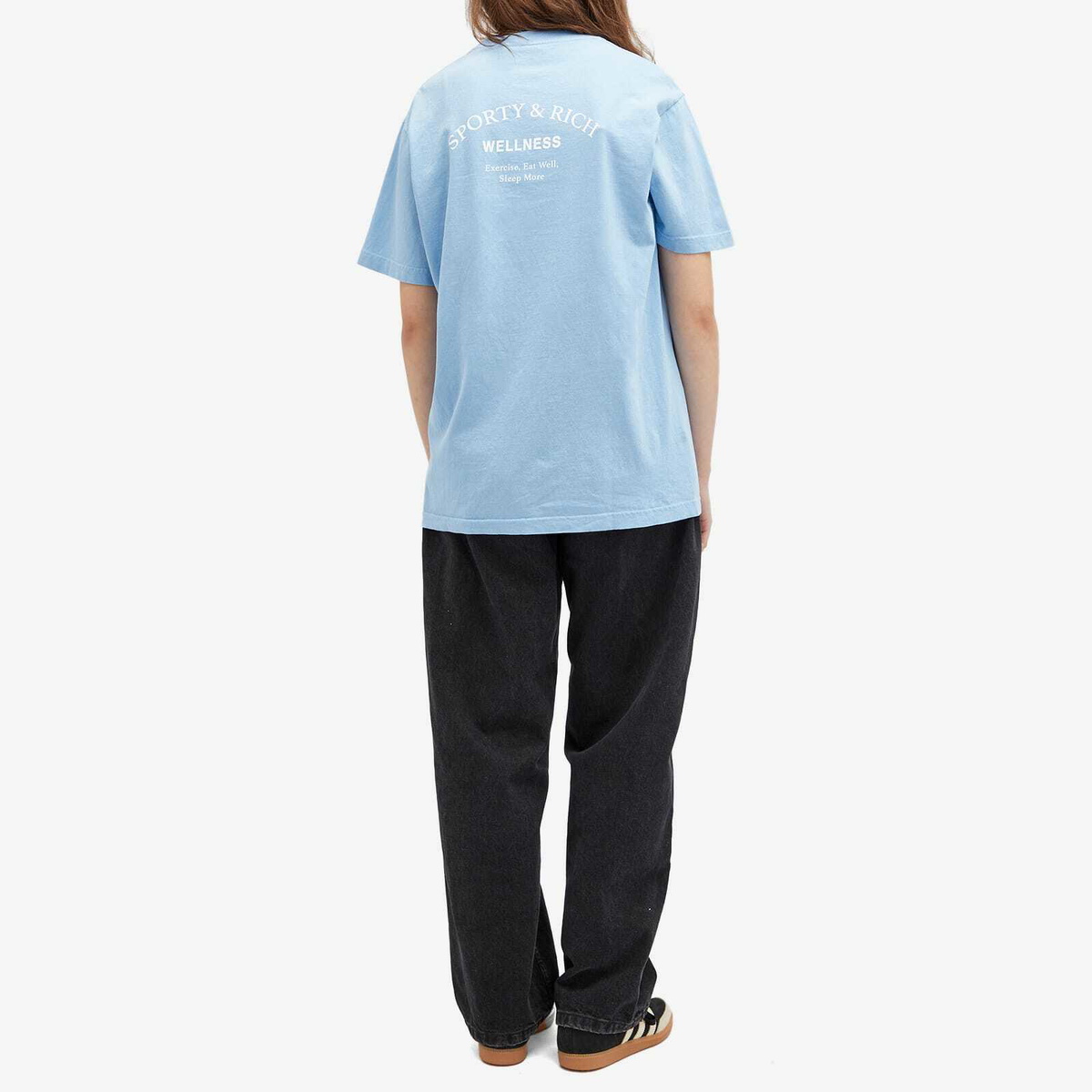Sporty & Rich Wellness Studio T-Shirt in Sky Blue/White