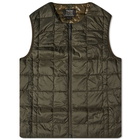 Taion Men's Crew Neck Zip Down Vest in Olive