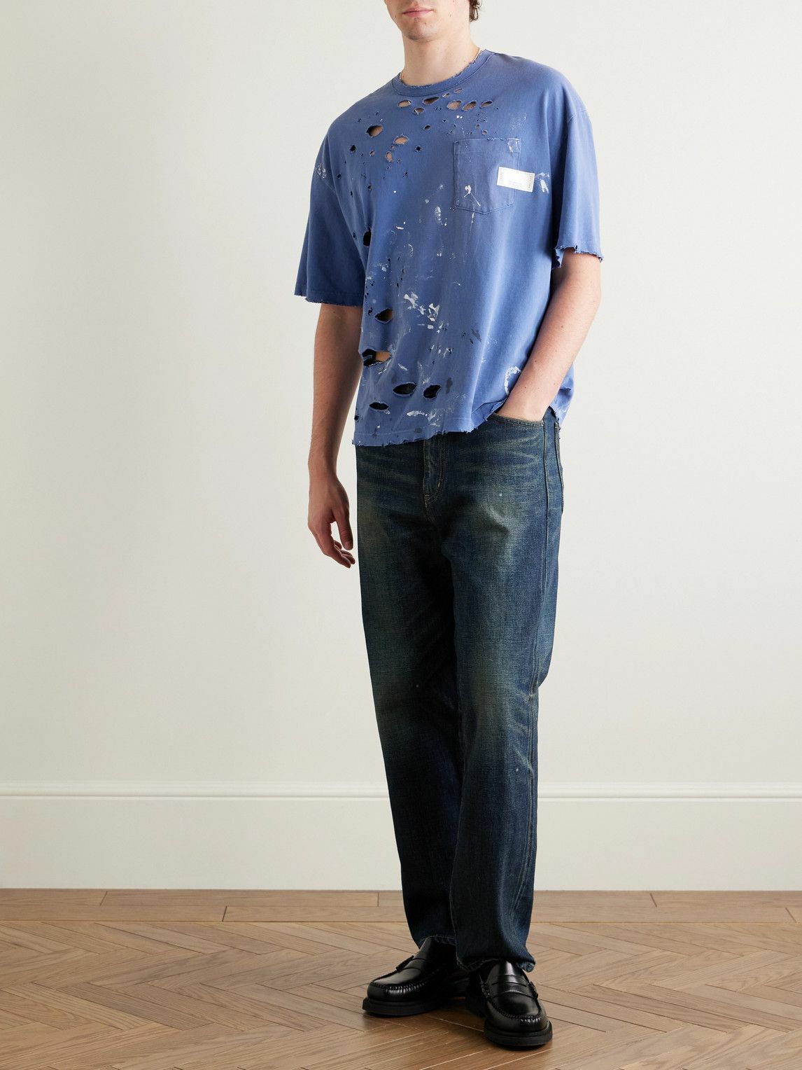 Neighborhood - Savage Distressed Paint-Splattered Cotton-Jersey T