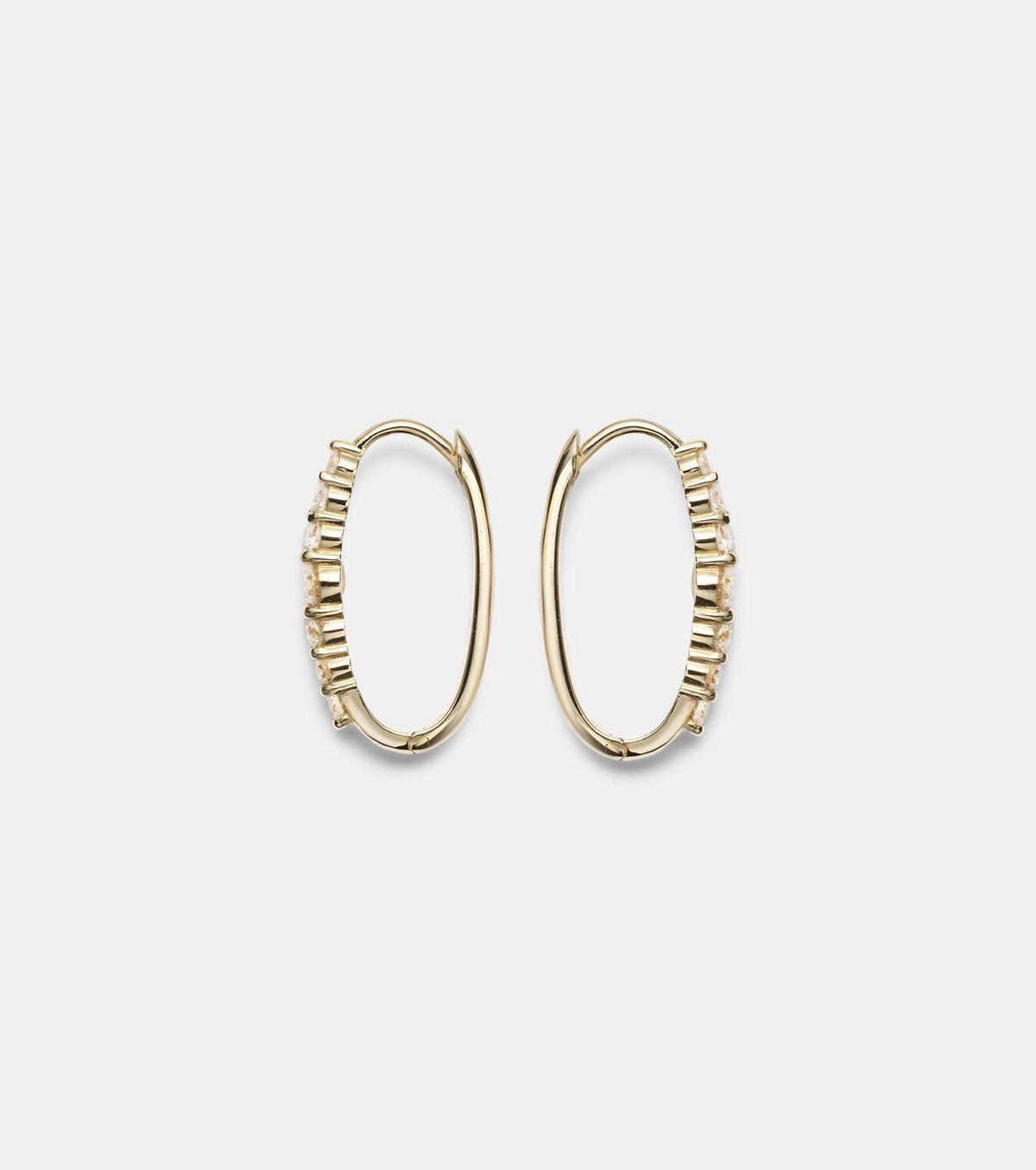 Ileana Makri Rivulet Large 14kt gold hoop earrings with diamonds