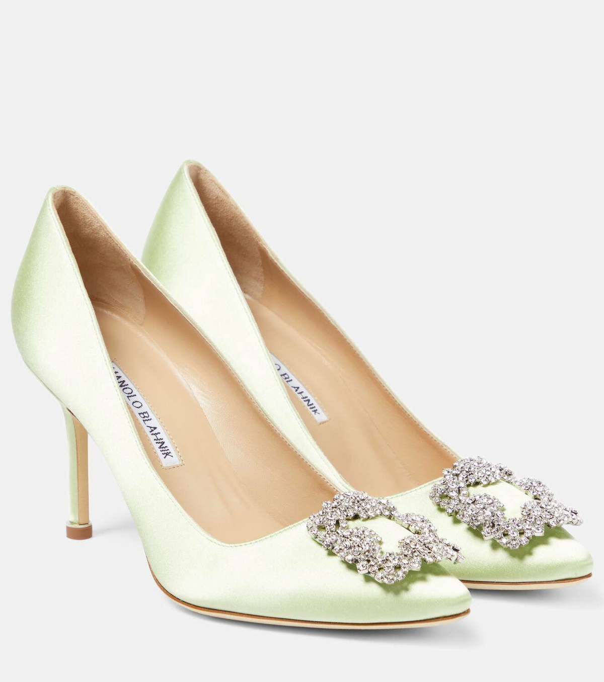 Manolo Blahnik Hangisi 90 embellished satin pumps Manolo Blahnik