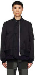 sacai Black Mix Faux-Suede Bomber Jacket