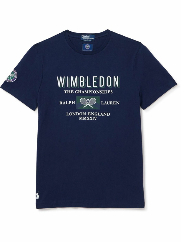 Photo: Polo Ralph Lauren - Wimbledon Printed Recycled Cotton-Blend Jersey T-Shirt - Blue