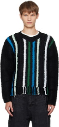 Andersson Bell Black V-Neck Reverse Stripe Sweater