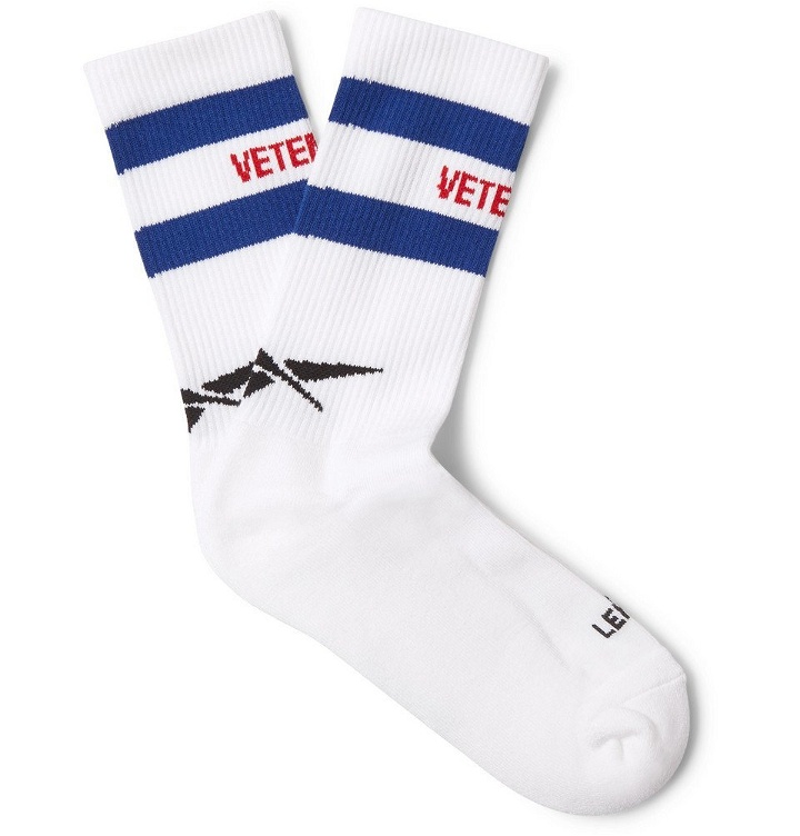 Photo: Vetements - Reebok Logo-Intarsia Stretch Cotton-Blend Socks - White