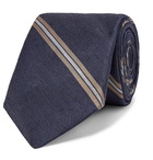 Brunello Cucinelli - 7.5cm Striped Linen and Silk-Blend Tie - Gray