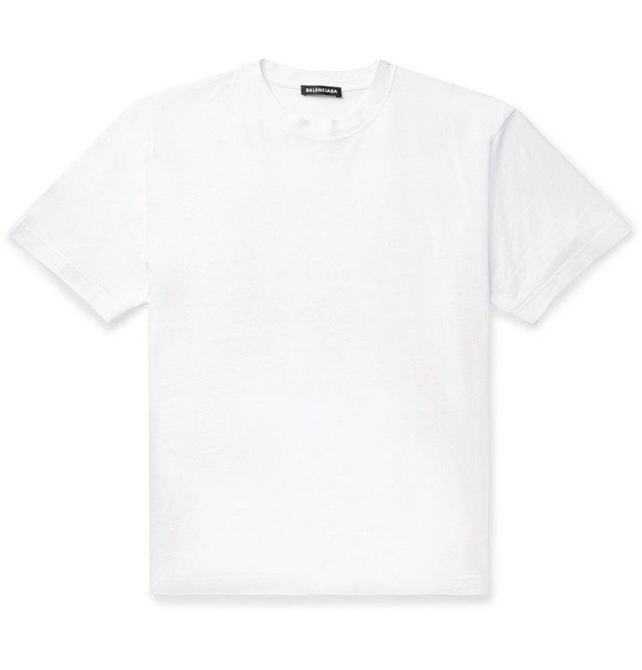 Photo: Balenciaga - Logo-Print Cotton-Jersey T-Shirt - White