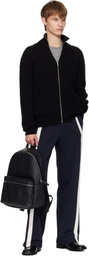 Hugo Black Embossed-Logo Faux-Leather Backpack