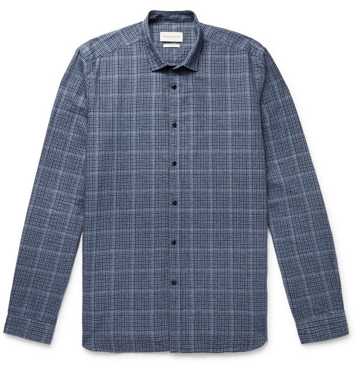 Photo: Oliver Spencer - Checked Cotton-Flannel Shirt - Blue