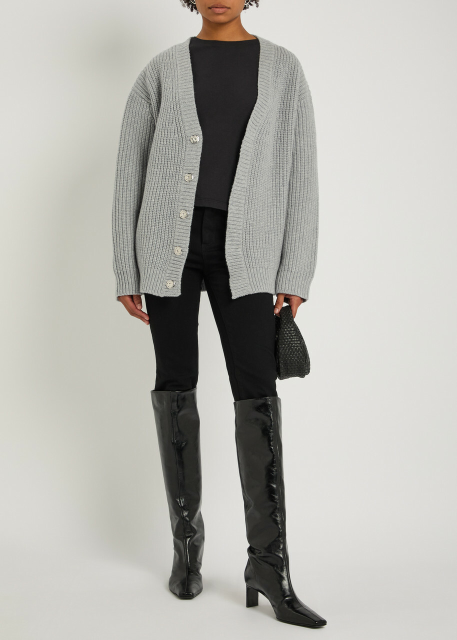 Nanushka Varten Wool and Cashmere-blend Cardigan Light Grey
