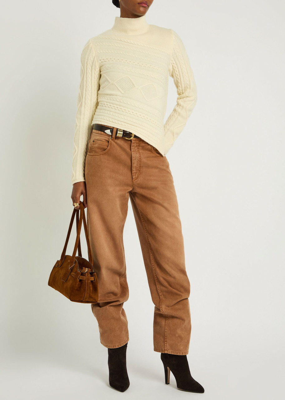 Staud Sidney Cable-knit Wool-blend Jumper Ivory