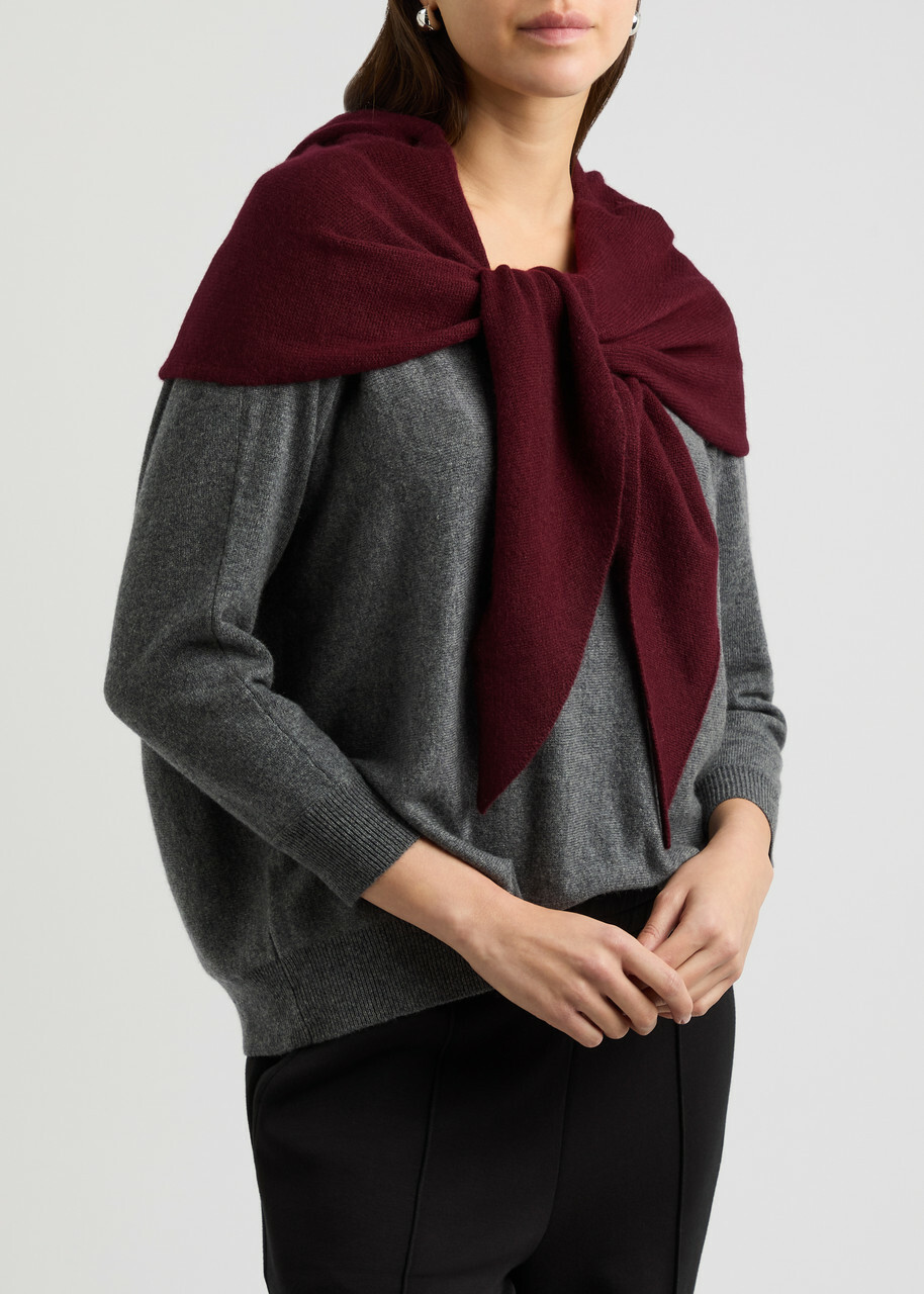 Lisa Yang Rina Hooded Cashmere Scarf - Burgundy - One Size