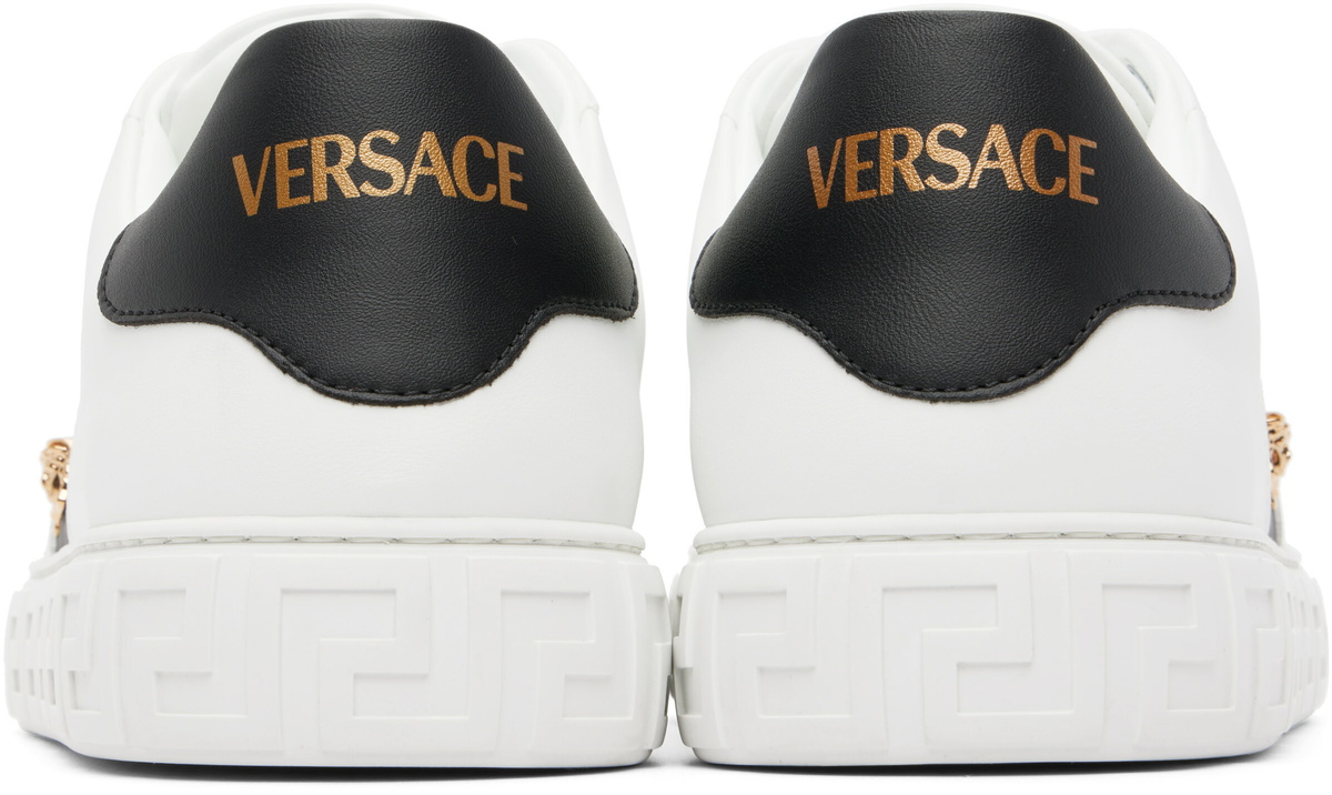 Versace White Greca Embellished Nylon Sneakers