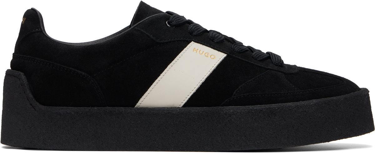 Hugo Black Suede Side Stripe Sneakers