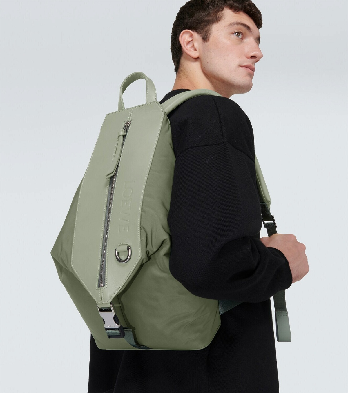 Loewe Convertible leather-trimmed backpack Loewe