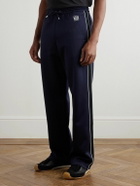 LOEWE - Straight-Leg Logo-Embroidered Herringbone-Striped Tech-Jersey Track Pants - Blue