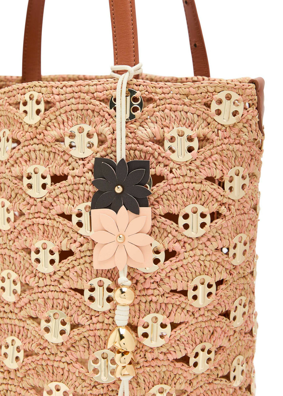 Rabanne Disc-embellished Raffia Bucket Tote bag - Peach - One Size