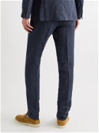 BOGLIOLI - Slim-Fit Linen Suit Trousers - Blue