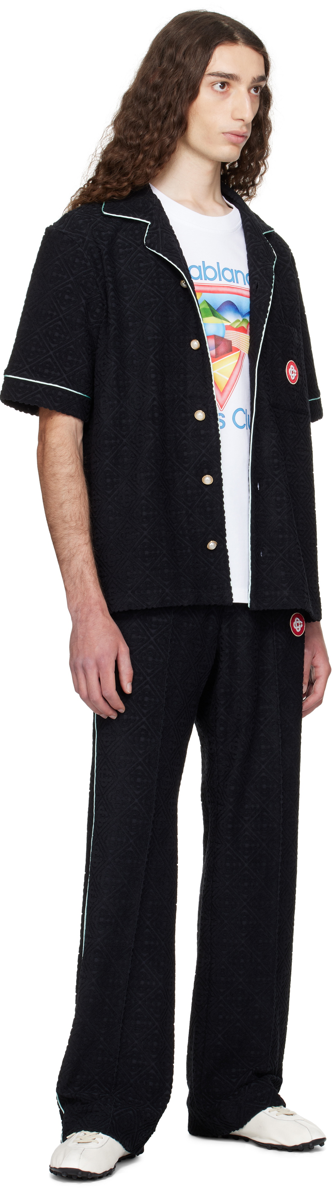 Casablanca Black Monogram Jacquard Towelling Sweatpants