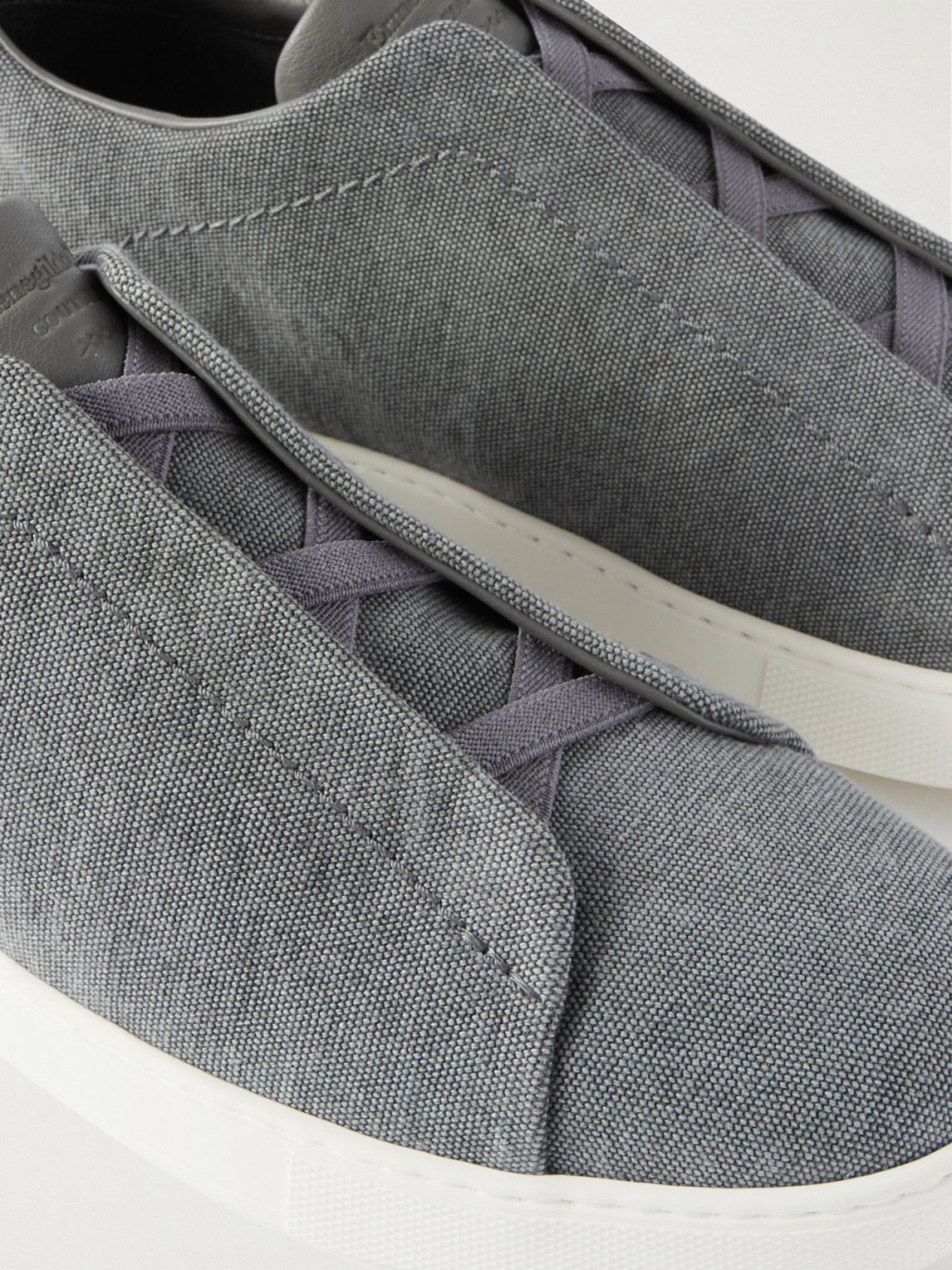 Zegna - Triple Stitch Gray Wool Low Top Sneaker