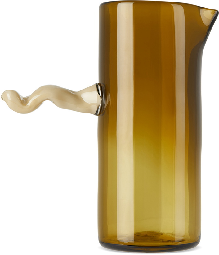 Photo: Sticky Glass Khaki & Beige Wiggle Carafe