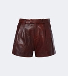 Arma High-rise leather shorts