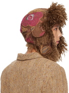 Anna Sui Tan Faux Fur Trim Aviator Hat