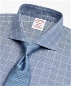 Brooks Brothers Men's Stretch Madison Relaxed-Fit Dress Shirt, Non-Iron Royal Oxford Glen Plaid | Navy
