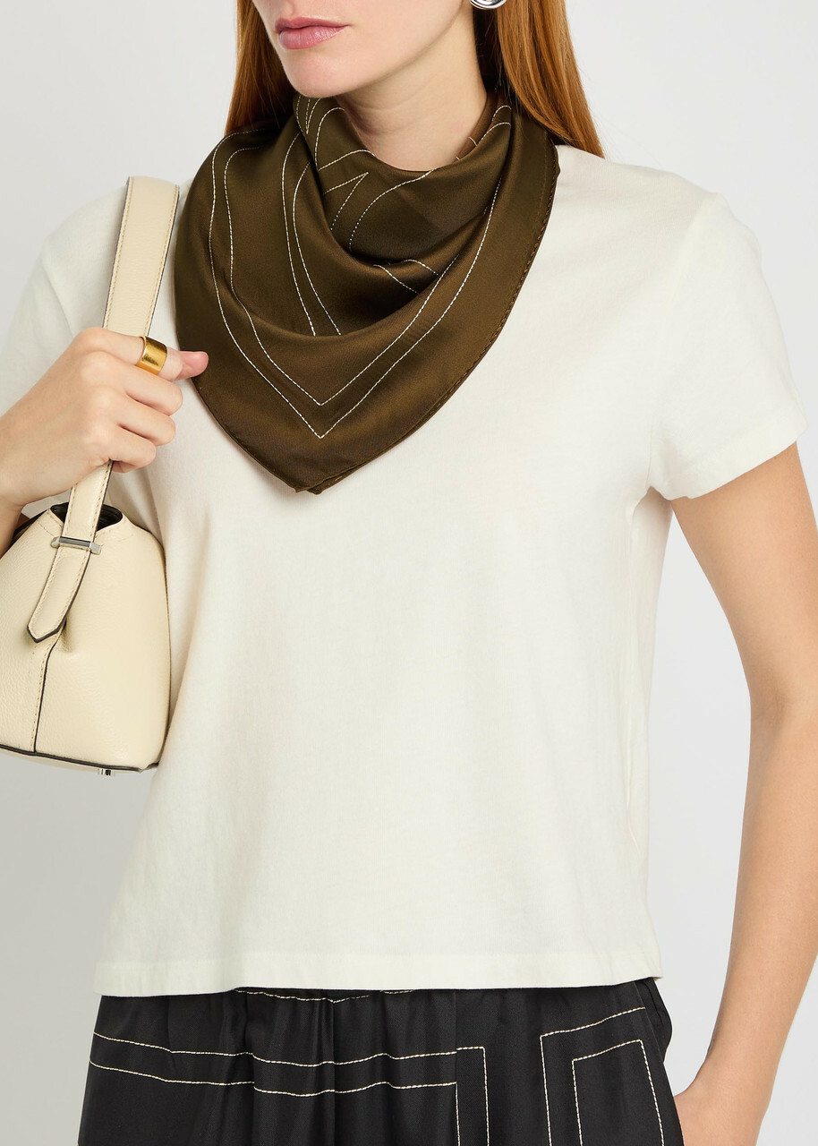 Toteme Logo-monogrammed Silk Scarf - Moca - One Size