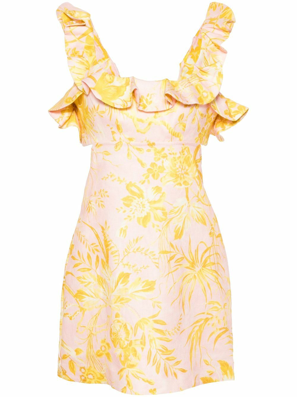 ワンピース ZIMMERMANN Frill cotton short dress floral print Mustard Zimmermann Frill cotton short dress with floral print | The
