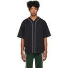 Wales Bonner Black and Grey Pinstripe Baseball Shirt