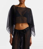 Balmain Monogram sheer silk crop top