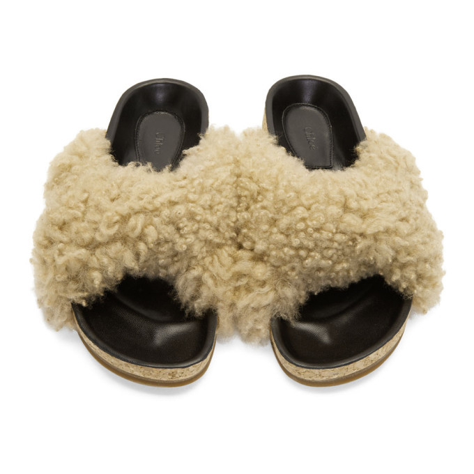 Chloe kerenn shearling discount slides