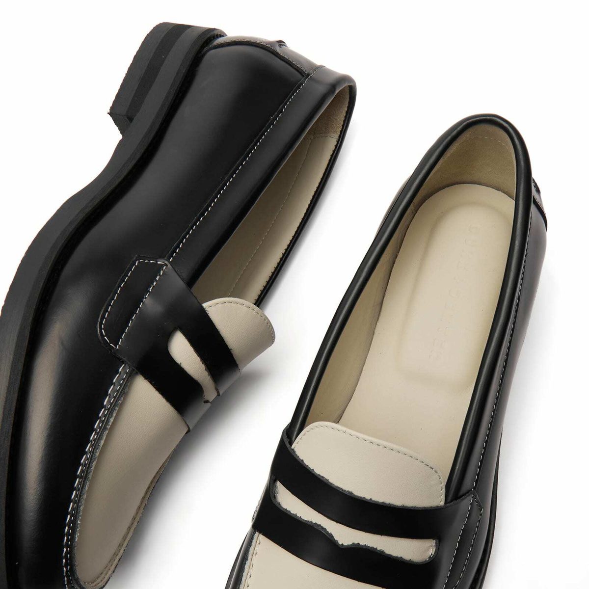 Duke + Dexter Women's Wilde Penny Loafer in Black/White
