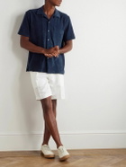 Richard James - Camp-Collar Cotton-Blend Terry Shirt - Blue