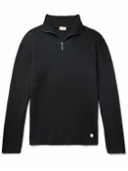 Armor Lux - Guisseny Slim-Fit Logo-Appliquéd Wool Half-Zip Sweater - Black