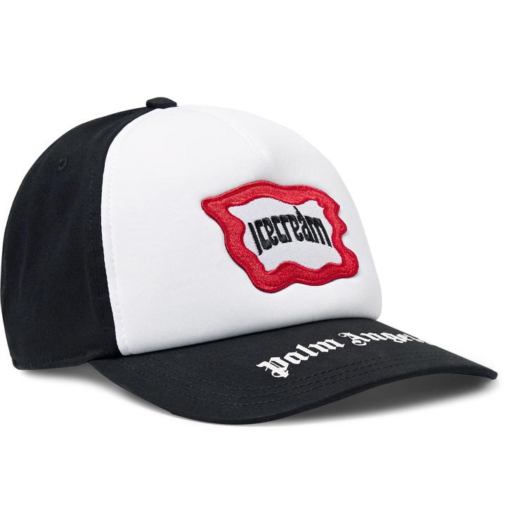 Photo: Palm Angels - ICECREAM Logo-Appliquéd Neoprene and Twill Baseball Cap - Black