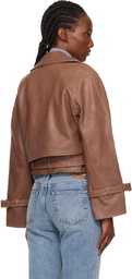 Nour Hammour Tan Hatti Cropped Leather Jacket