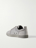 Christian Louboutin - Louis Junior Grosgrain-Trimmed Suede Sneakers - Gray
