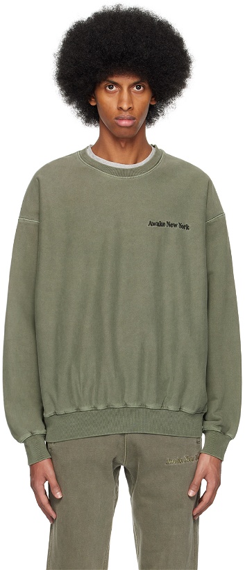 Photo: Awake NY Green Embroidered Sweatshirt