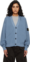 Stone Island Blue 5100009 Ribbed Soft Organic Cotton Cardigan