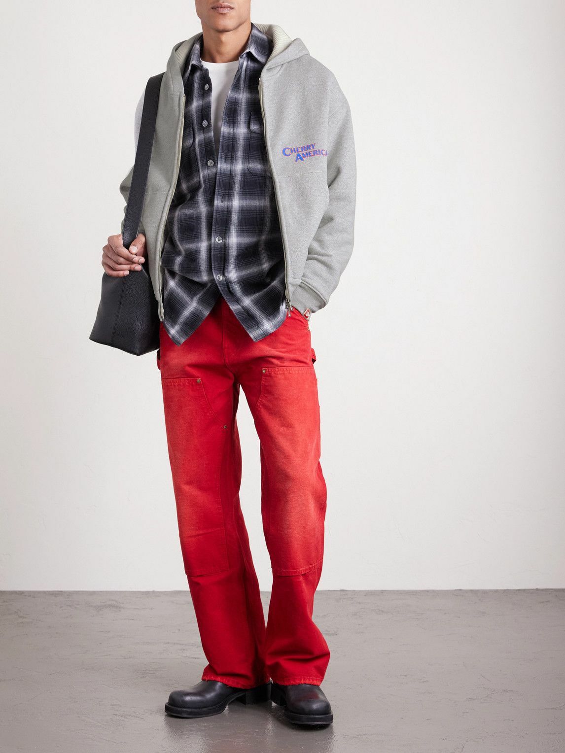 Cherry Los Angeles - Logo-Print Cotton-Blend Jersey Zip-Up Hoodie - Gray