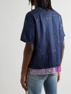 KAPITAL - Camp-Collar Bandana-Print Linen Shirt - Blue
