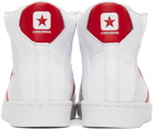 Converse White & Red Pro Leather Parquet Court Sneakers