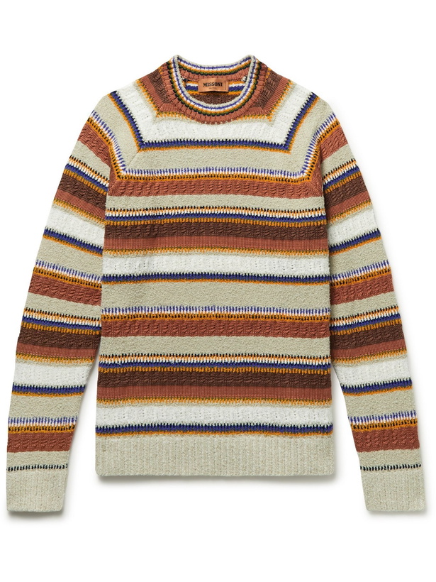 Photo: MISSONI - Striped Cotton-Blend Sweater - Multi - IT 46