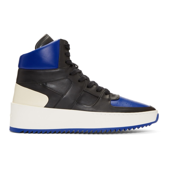 Photo: Fear of God Black and Blue B-Ball High-Top Sneakers