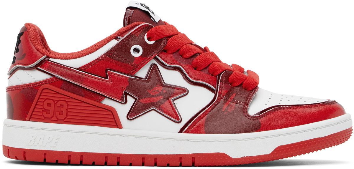 BAPE Red & White SK8 Sta #1 M2 Sneakers A Bathing Ape