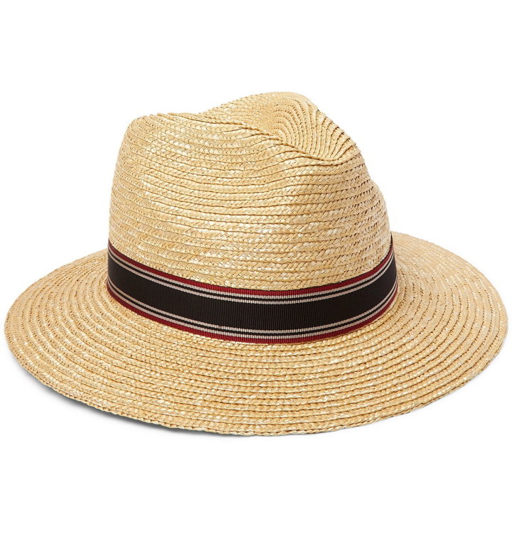 Photo: SAINT LAURENT - Ribbon-Trimmed Straw Panama Hat - Neutrals