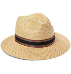 SAINT LAURENT - Ribbon-Trimmed Straw Panama Hat - Neutrals