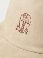 Brunello Cucinelli - Logo-Embroidered Suede Baseball Cap - Neutrals